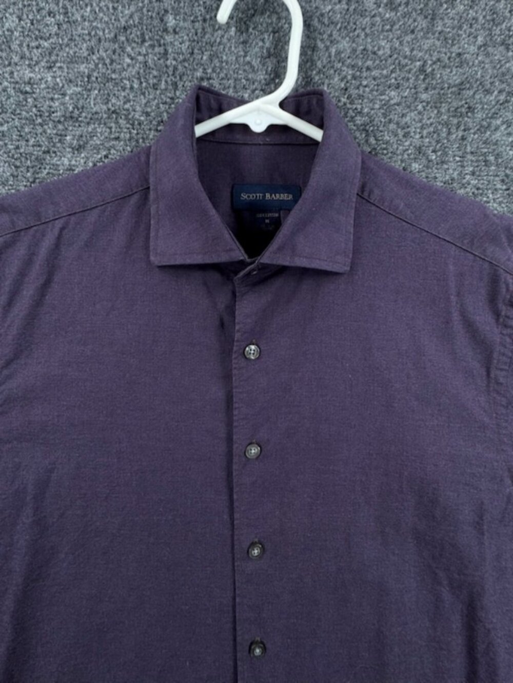Scott Barber Purple Medium Men Shirt Cotton Solid Long Sleeve Button Up Woven